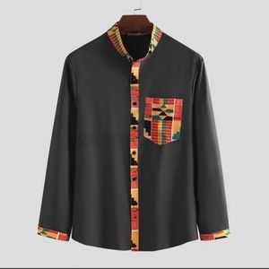 Incerun Men Long Sleeves Black Top Size Medium